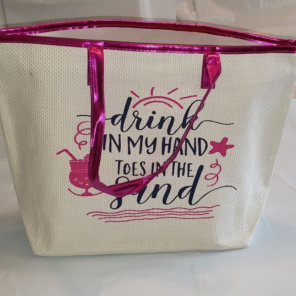 Toes in Sand (Purple Handle) Tote Bag